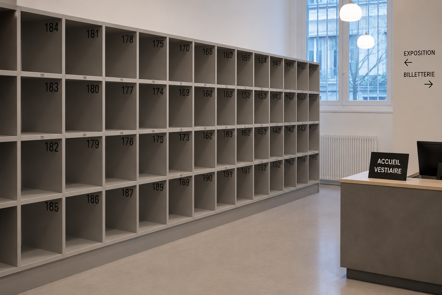 Écran de gestion des casiers vestiaires avec Vens Consignes — visualisation des emplacements disponibles et historique des dépôts